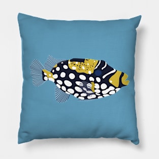 Clown trigger fish illustration Pillow