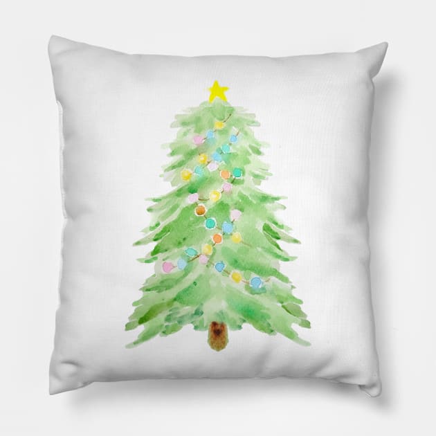 Christmas tree with decorative lights Pillow by colorandcolor