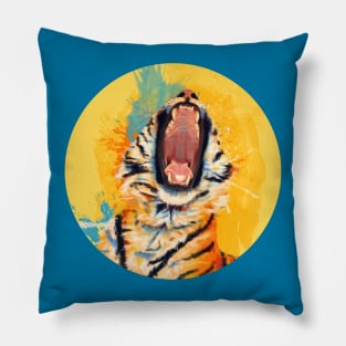 Wild Yawn - Tiger portrait Pillow