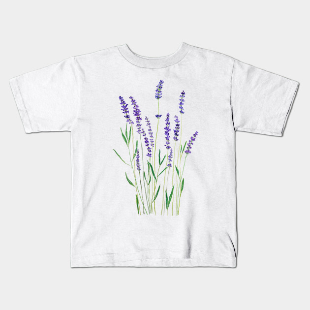 Purple Lavender Flower Watercolor Painting Flower Kids T Shirt