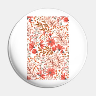 Beautiful Nature Red Pink Flowers Watercolor Seamless Abstract Floral Pin