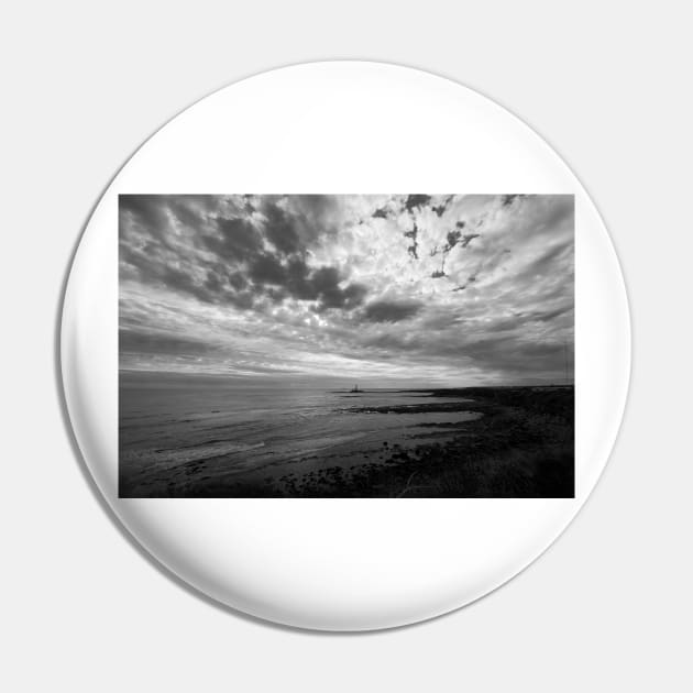 From the cliffs at Old Hartley - Monochrome Pin by Violaman