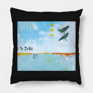 Picture of an original painting, blue birds Pillow