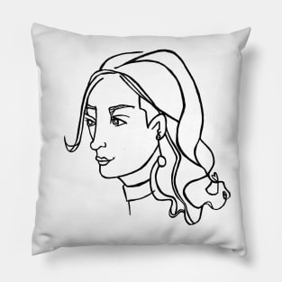 Cool Woman, Ink Portrait Pillow