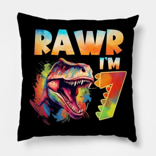 Rawr I'm 7 Tee Dinosaur 7th Birthday Dinosaur Theme 7th Birthday 7th Birthday Boy Gift copy Pillow