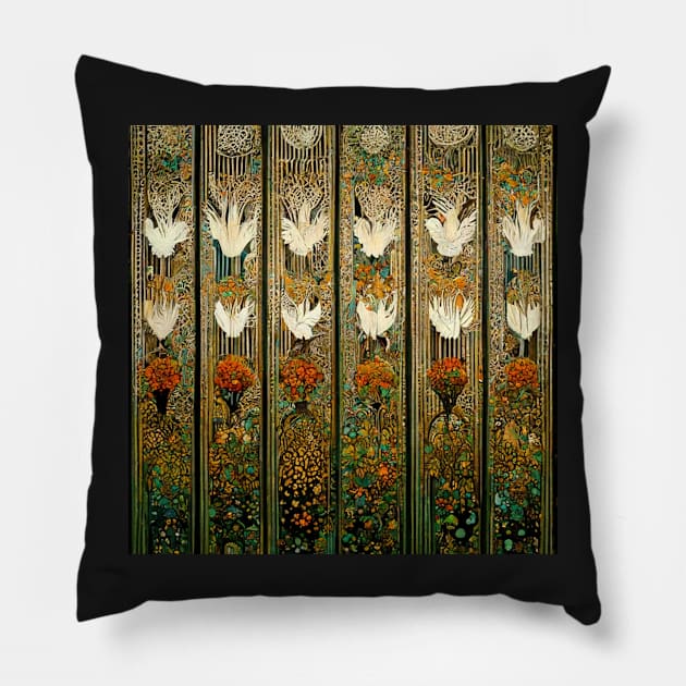 Art Deco design - peacock noir V Pillow by RoseAesthetic