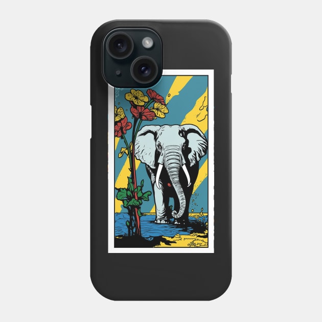 Elephant Vibrant Tropical Flower Tall Retro Vintage Digital Pop Art Portrait Phone Case by ArtHouseFlunky