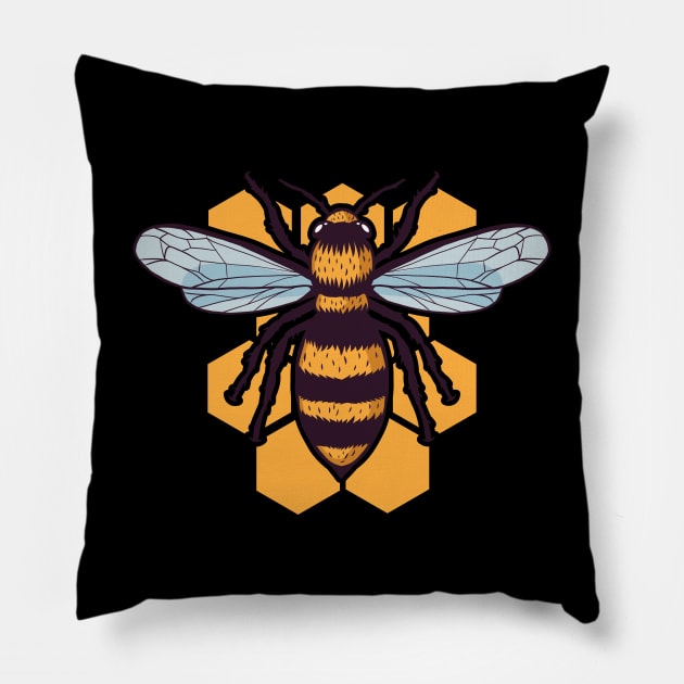 honey bee honeycomb Pillow by HBfunshirts