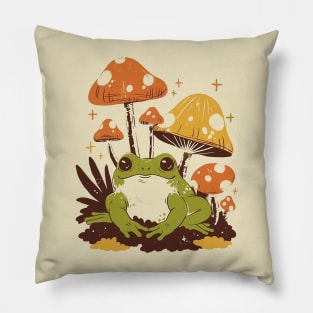 Cute Frog and Mushroom Garden Pillow