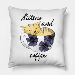 Kittens and Coffee Pillow