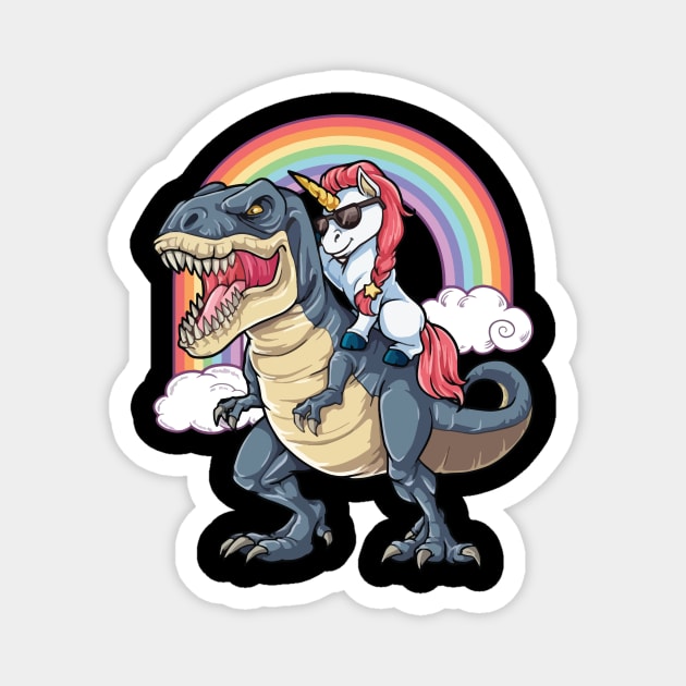 Unicorn Riding T-Rex Magnet by stopse rpentine