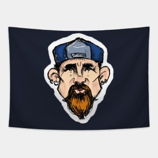 bearded redhead man in cap with earrings Tapestry