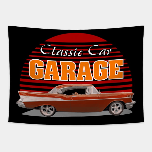 Classic Car Garage Tapestry by Wearable Designs