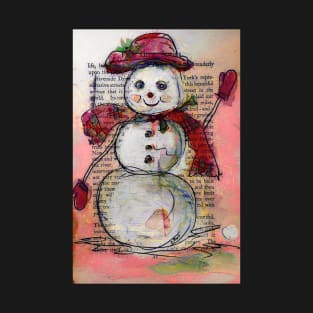Snowman with Red Hat and Scarf T-Shirt