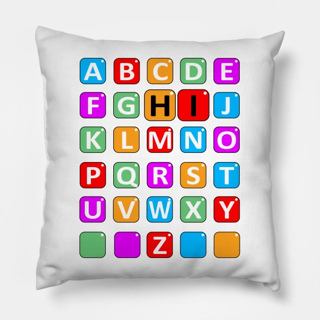 Funny Pre K Kindergarten HI Alphabet Back To School Pillow by DMS DESIGN