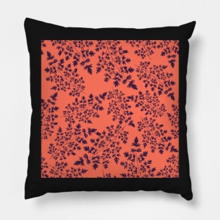 Hedgerow ferns in lilac on dark green Pillow