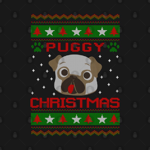 Puggy christmas dog doglover by Christyn Evans