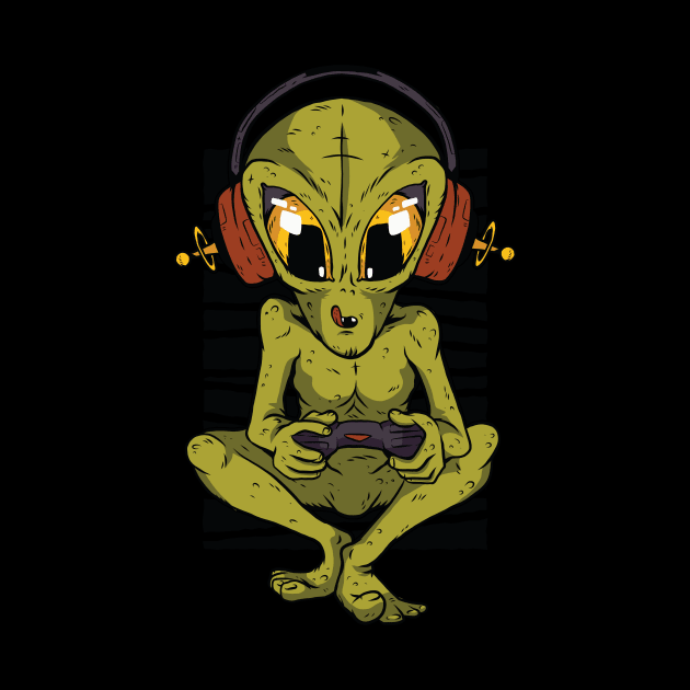 Humor Alien Gamer design, Gaming Tee Gift, Space Lover by Blue Zebra