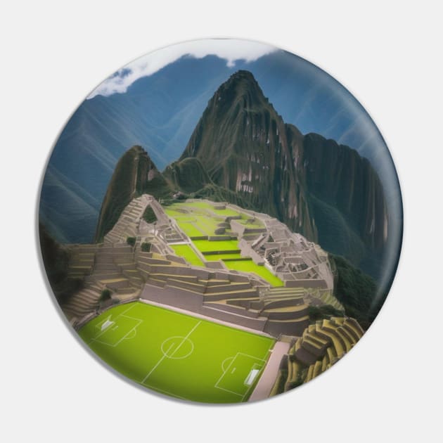 Futbol field on Machu Picchu Pin by The GOAT Store