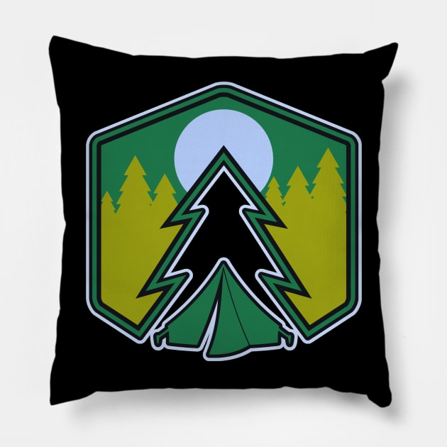 Outdoor Adventure Camping Shirt Design Pillow by JB Tee