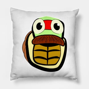 cartoon turtle with a moustache Pillow