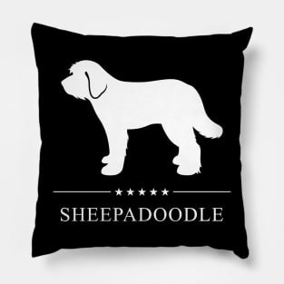 Sheepadoodle White Silhouette Pillow