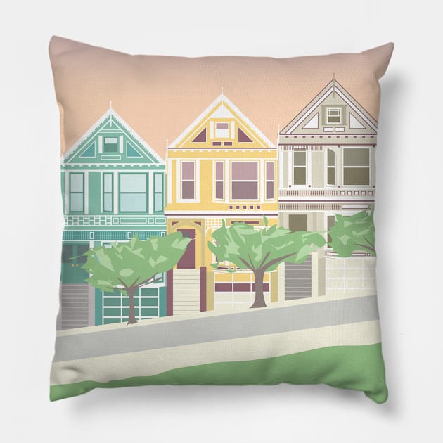 Painted Ladies, San Francisco, California Pillow by lymancreativeco