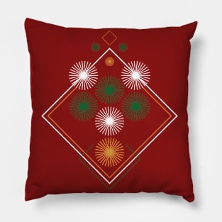 Geometric green red christmas abstract Pillow