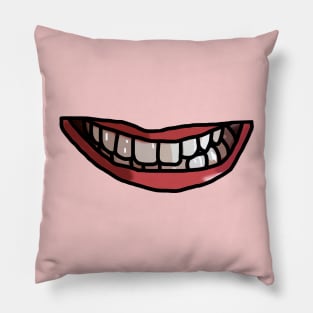 Rose Pink Lips White Teeth Mouth Pillow