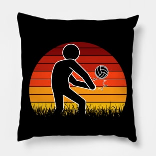 Travel back in time with beach volleyball - Retro Sunsets shirt featuring a player! Pillow