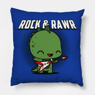 Cute Kawaii Rock And Roll Musician Dinosaur Gift For Dinosaur Lovers Pillow