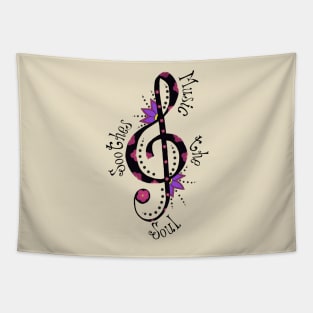 Music soothes the soul treble clef Tapestry