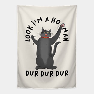 Look I'm Homan Dur Dur Dur Funny Cat Tapestry