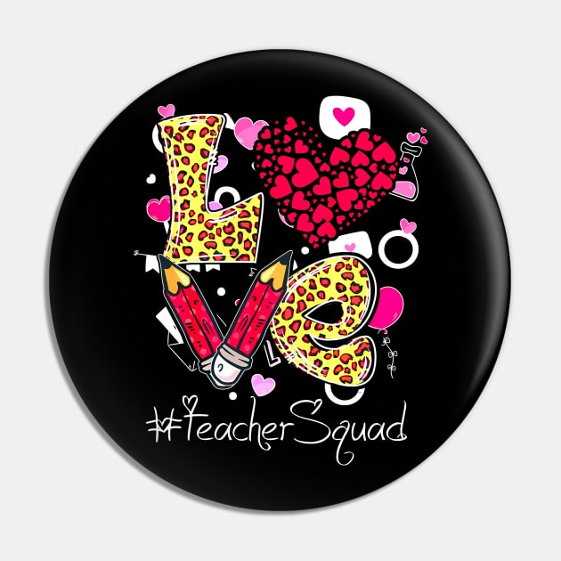 Love Heart Teacher Squad Plaid Leopard Red Valentines Day Pin by ReneeShitd