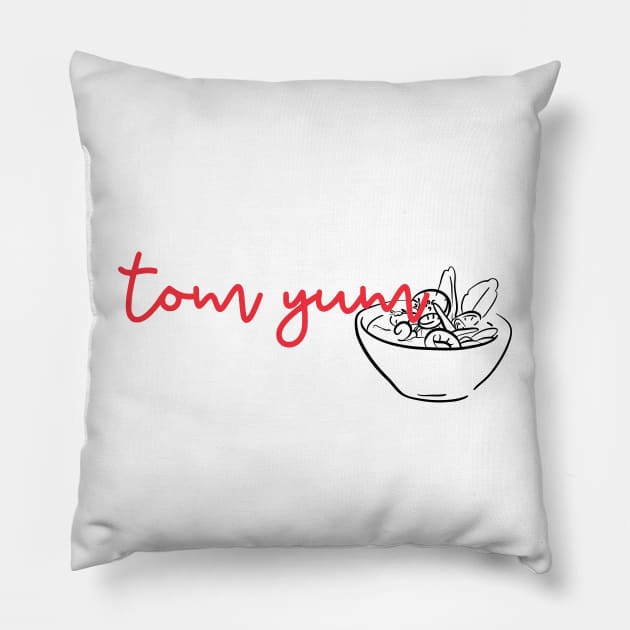 tom yum - Thai red - Flag Color - with sketch Pillow by habibitravels