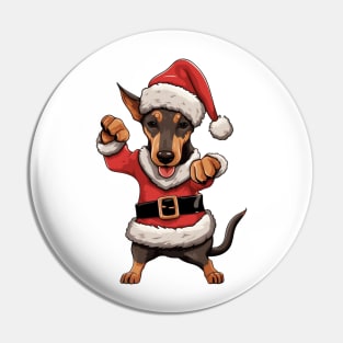 Cartoon Christmas Doberman Pinscher Dog Dancing Pin