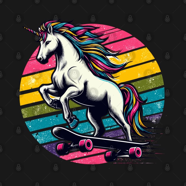 Retro Fantasy Unicorn Skater by TomFrontierArt