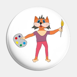 Cat artist Pin