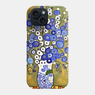 Cute Abstract Flowers in a Blue and White Vase Still Life Painting Phone Case