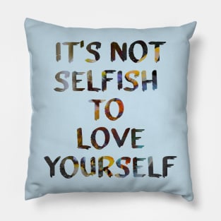 Love Yourself Quote Glitch Art Pillow