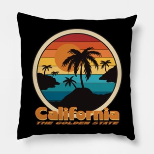 California The Golden State - Sunset Palms Pillow