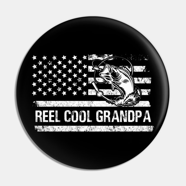 Mens Reel Cool Grandpa American Flag Fisherman Daddy Father's Day Gifts Fishing Pin by Oska Like