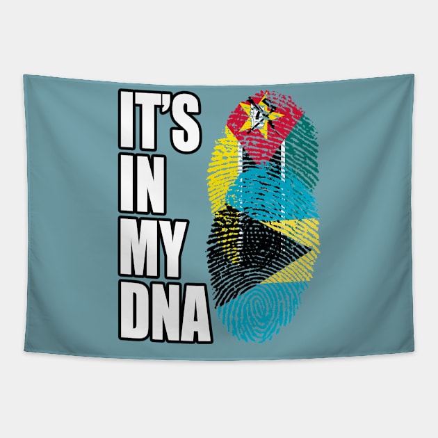 Bahamian And Mozambican Mix DNA Flag Heritage Tapestry by Just Rep It!!