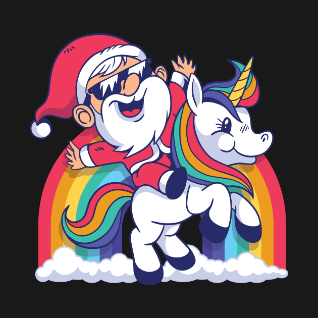 UNICORN rainbows with santa by Midoart