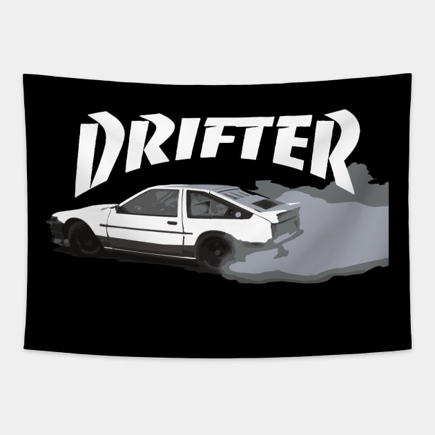 Drifter Classic Car JDM AE86 Sprinter Drifting Tapestry by cowtown_cowboy