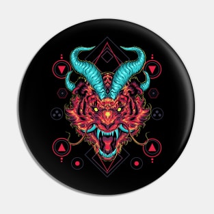 Tiger with horns Sacred Geometry Pin