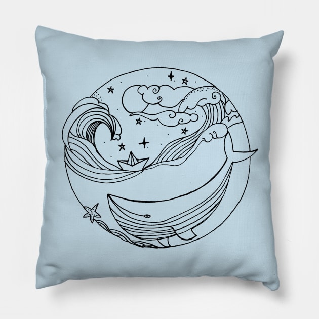 Paper boat sailing the seven seas Pillow by Abili-Tees