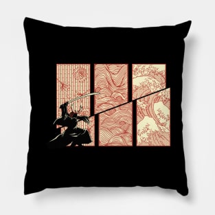 Japanese Samurai Kanagawa Wave by Tobe Fonseca Pillow