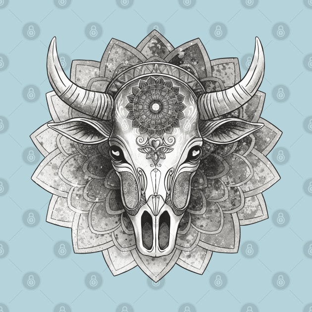 Cow skull mandala by Ange art