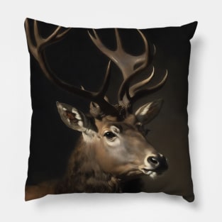 Stag Oil Painting Pillow